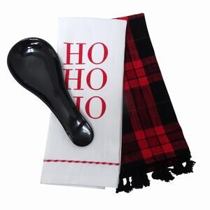 Holiday Kitchen Towel Set with Spoon Rest Ho Ho Ho Theme